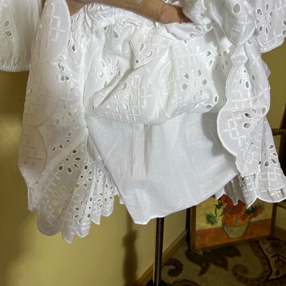 J CREW Size Small White Eyelet Dress Tie Waist Scalloped Edges Ethereal $148 NWT - Picture 14 of 16
